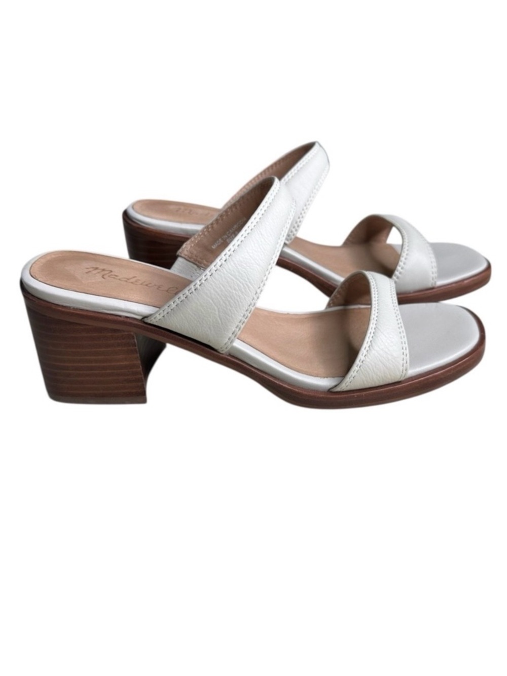Madewell The Saige Double-Strap Leather Sandal. Size 8. Color Pale Oyster